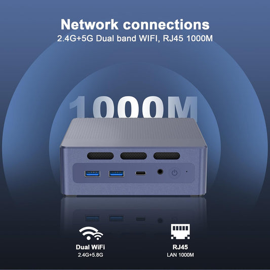 Irovami GXMO N9 Mini PC Desktop Computer with Intel ADL-N Processor 8GB LPDDR5 RAM and a 256GB SSD SATA Storage Support Dual Screen 4K Resolution Dual Wifi 2.4G+5G BT Compatible with Windows Ubuntu