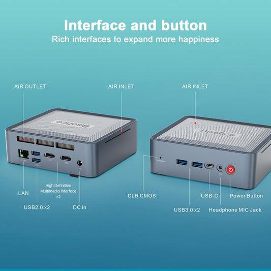 Irovami U58 Mini PC Desktop Computer with AMD Ryzen™ 7 5800U Processors 16G DDR4 Dual Channel 512G SSD Storage 8 Cores 16 Lines Threads Up to 4.4 GHz Support Triple Screen 4K Resolution Win11/Ubuntu