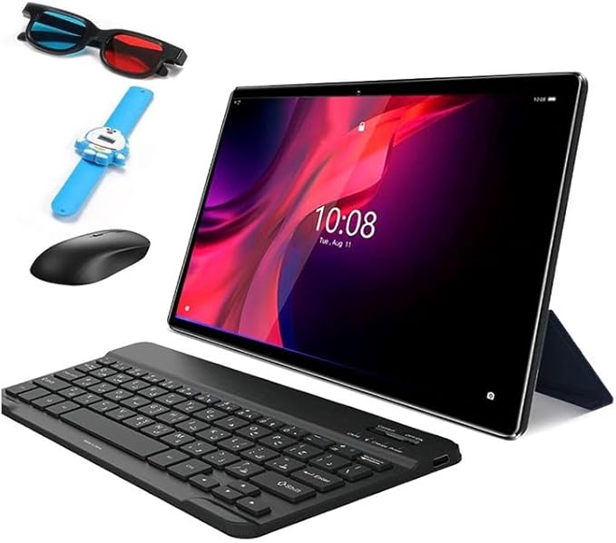 AirTab 10.1 -Inch Smart Tablet U25 PRO Android 13 Tablet With 1TB Storage and 16GB RAM Quad Core Wi-Fi LTE Dual Sim with Touch Pen and Keyboard - Gold