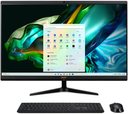 Acer Aspire C27-1800 All-in-One Desktop – 13th Gen Intel® Core™ i7-1355U, 16GB RAM, 1TB SSD, 27" FHD 120Hz Display, Wireless Keyboard & Mouse, Windows 11 Pro, English, 1 Year Warranty (Black)