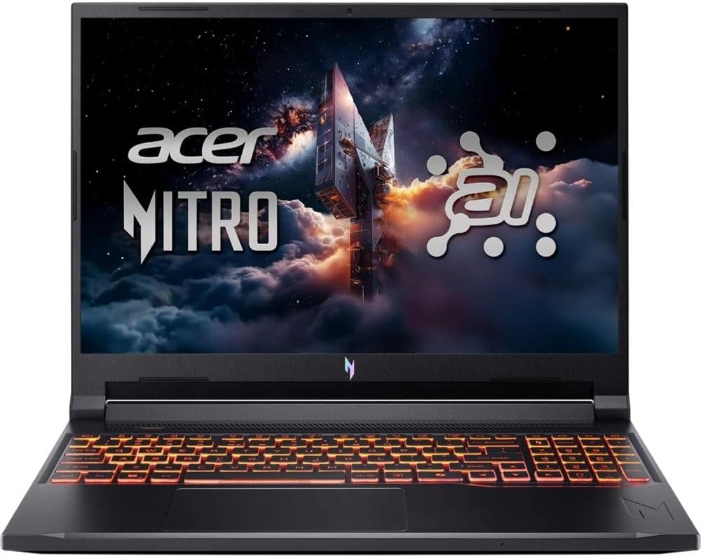 acer Nitro V 16 AI WUXGA (1920 x 1200) IPS 180Hz Gaming Laptop AI PC, AMD Ryzen 5 240 Processor, NVIDIA GeForce RTX 5050 8GB GDDR7 VRAM, 16GB RAM, 512GB SSD, Obsidian Black