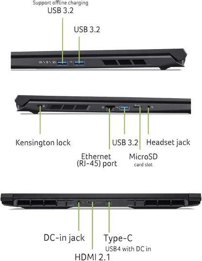acer Nitro V 16 AI Gaming Laptop 16" WUXGA IPS 180Hz AMD Zen 4 Octa-Core Ryzen 7 260 32GB RAM 1TB SSD GeForce RTX 5050 (Up to 421 AI Tops) Backlit Win11 w/ICP Hub
