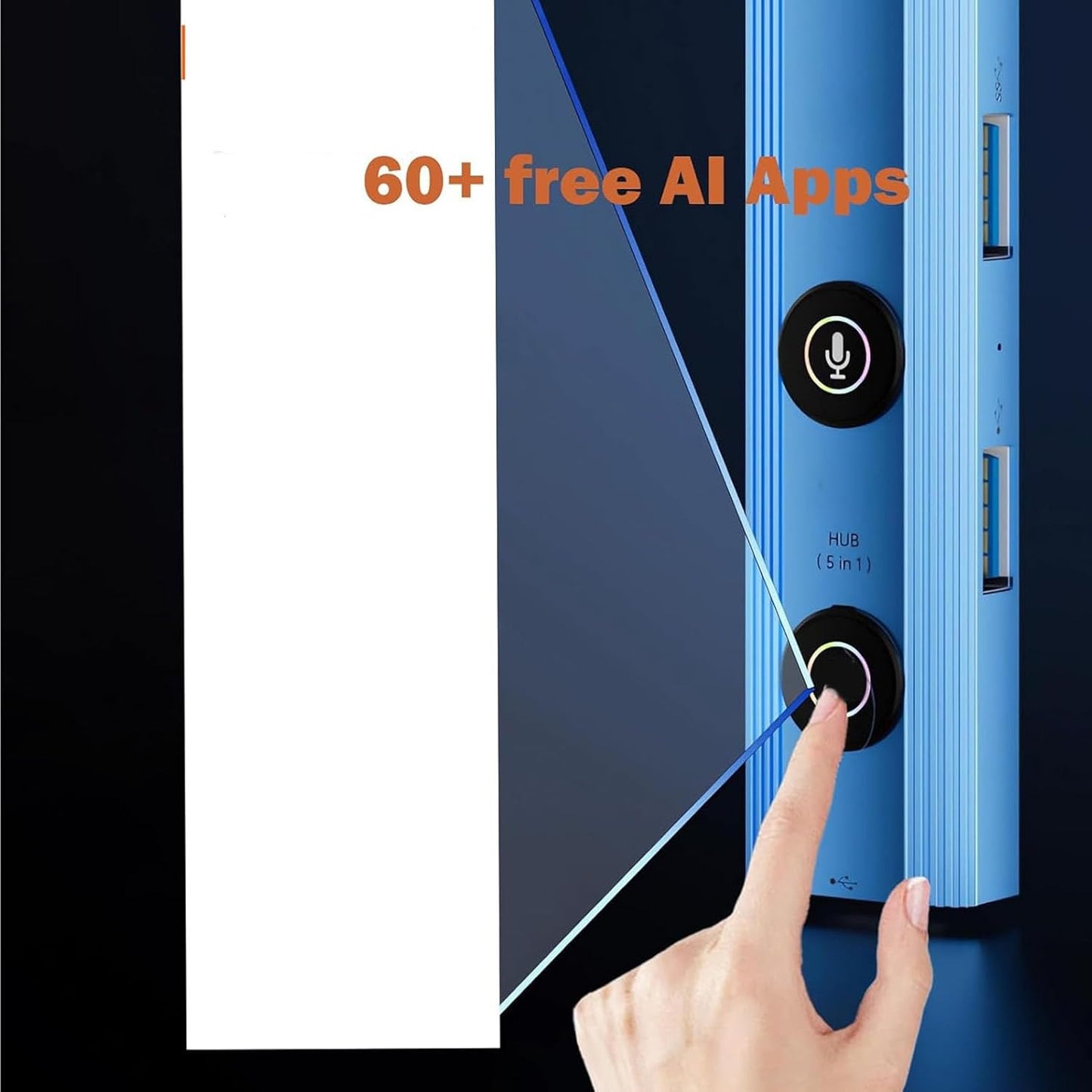 AI Laptop Docking Station, USB Hub with AI Voice Transcription and Translation, 3 USB 3.0, for Home Remote Work Business Travel