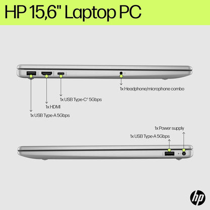 HP Laptop 15-fd1020ne, 15.6" FHD Display, Intel® Core™ Ultra 5-125H, 16GB DDR5 RAM, 512GB SSD, Intel® AI Boost (11 NPU TOPS), Eng/Arb Kb, Windows 11 Home, Natural silver [B91BTEA]