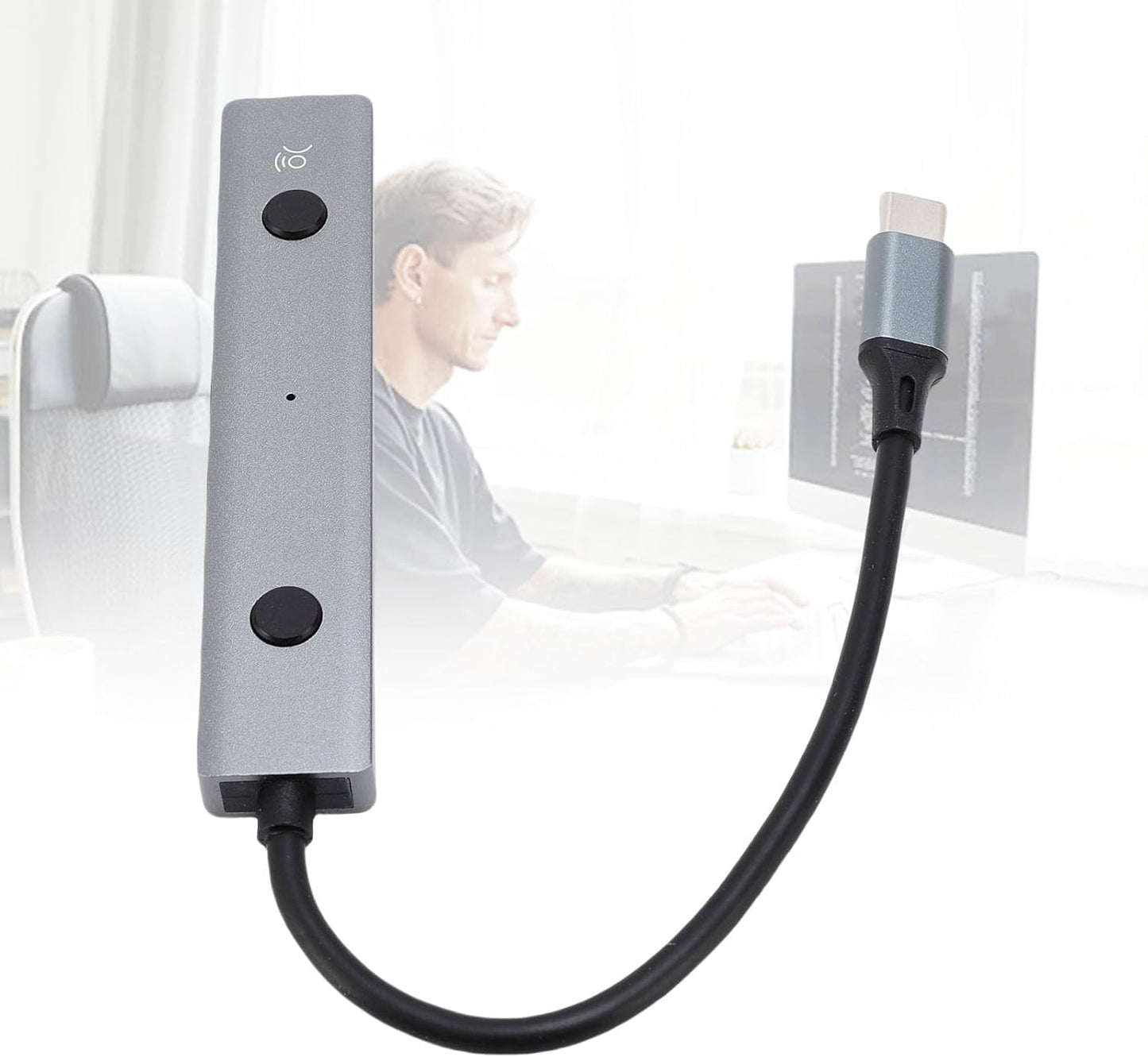 Fockety AI Laptop Docking Station, Voice Control USB C Docking Station, USB C Hub with AI Tool, Voice Transcription, Translation & 2 USB 2.0 Ports for Home, offices, Remote Work