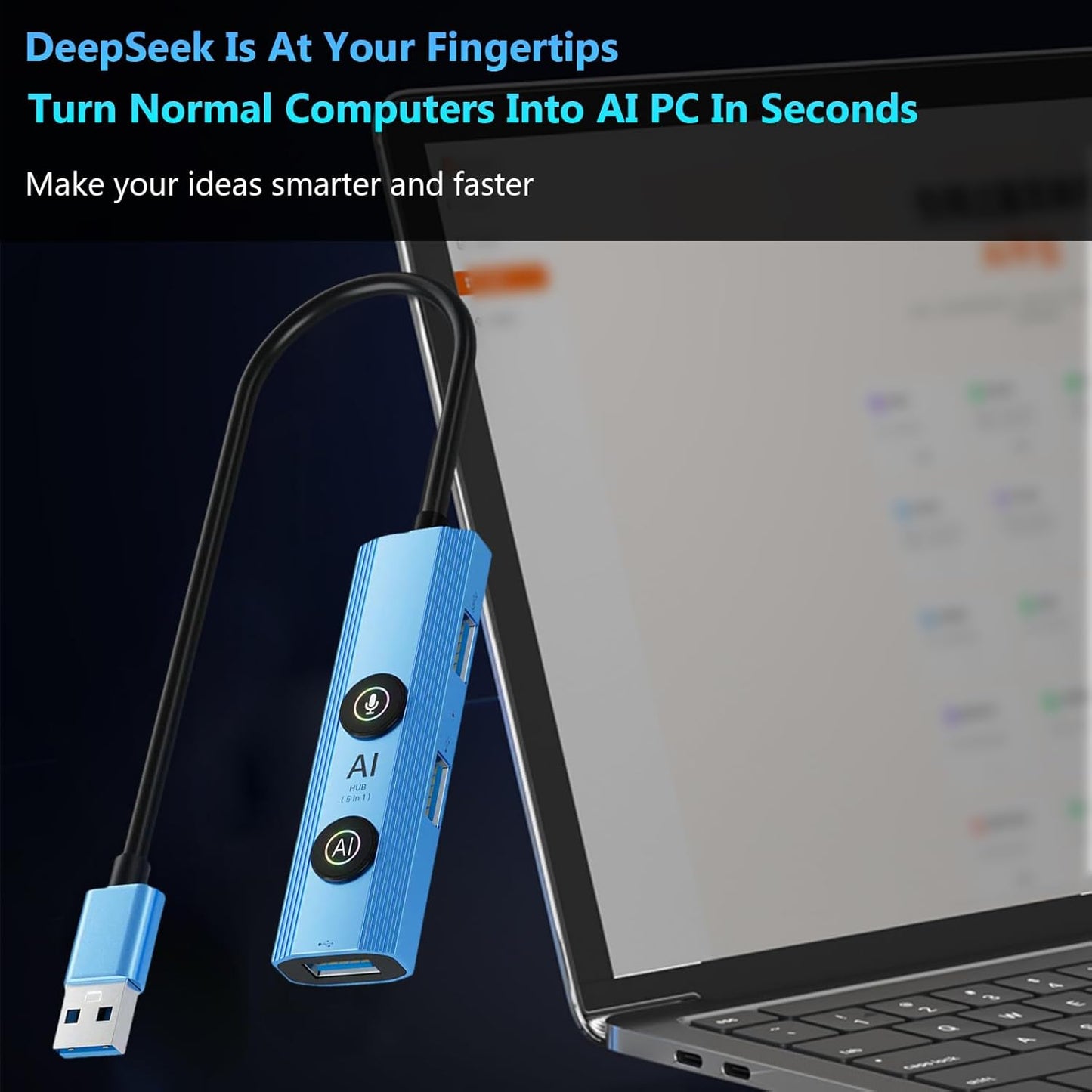 AI Laptop Docking Station, USB Hub with AI Voice Translation, 1 USB 3.0, with GPT Deepseek, for Home Remote Work Business Travel (USB interface)