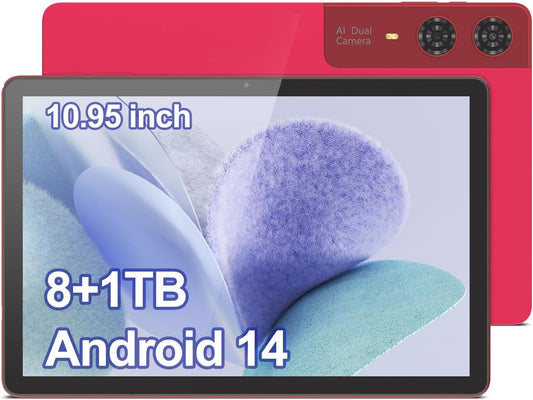 C idea 10.95 Inches Tablet, Android 14 Tablet With FHD Screen,8GB RAM 1TB ROM,10000mAh,Bluetooth WiFi Tablet PC for adults,CM11000 Plus (Red)