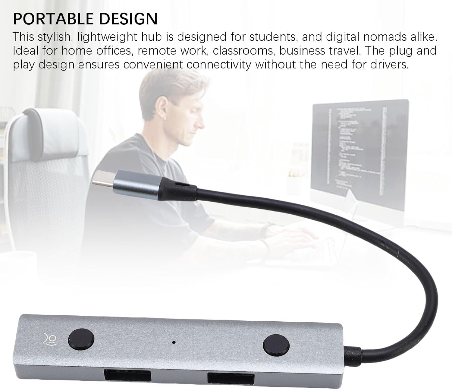 Fockety AI Laptop Docking Station, Voice Control USB C Docking Station, USB C Hub with AI Tool, Voice Transcription, Translation & 2 USB 2.0 Ports for Home, offices, Remote Work