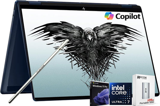 2025 HP OmniBook X Flip 2-in-1 Touchscreen Laptop (14" FHD+, Intel Core Ultra 7 256V, 16GB DDR5 RAM, 1TB SSD, Arc 140v GPU AI Copilot, Win 11 Pro | With Office 365