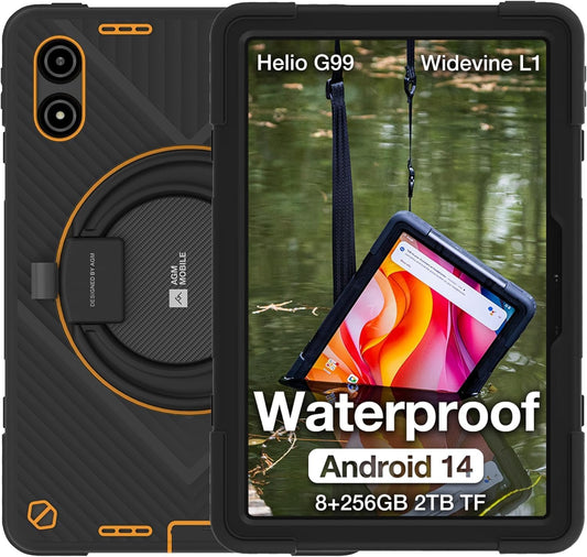 2025 Newest Android Rugged Tablet, AGM PAD P2 Active Waterproof Outdoor Tablet,16(8+8) GB +256GB, 10.95'' FHD, 50MP+8MP, Dual SIM 4G LTE/5G Hz WiFi/GPS/OTG/IP69K/Compass/Widevine L1/Helio G99