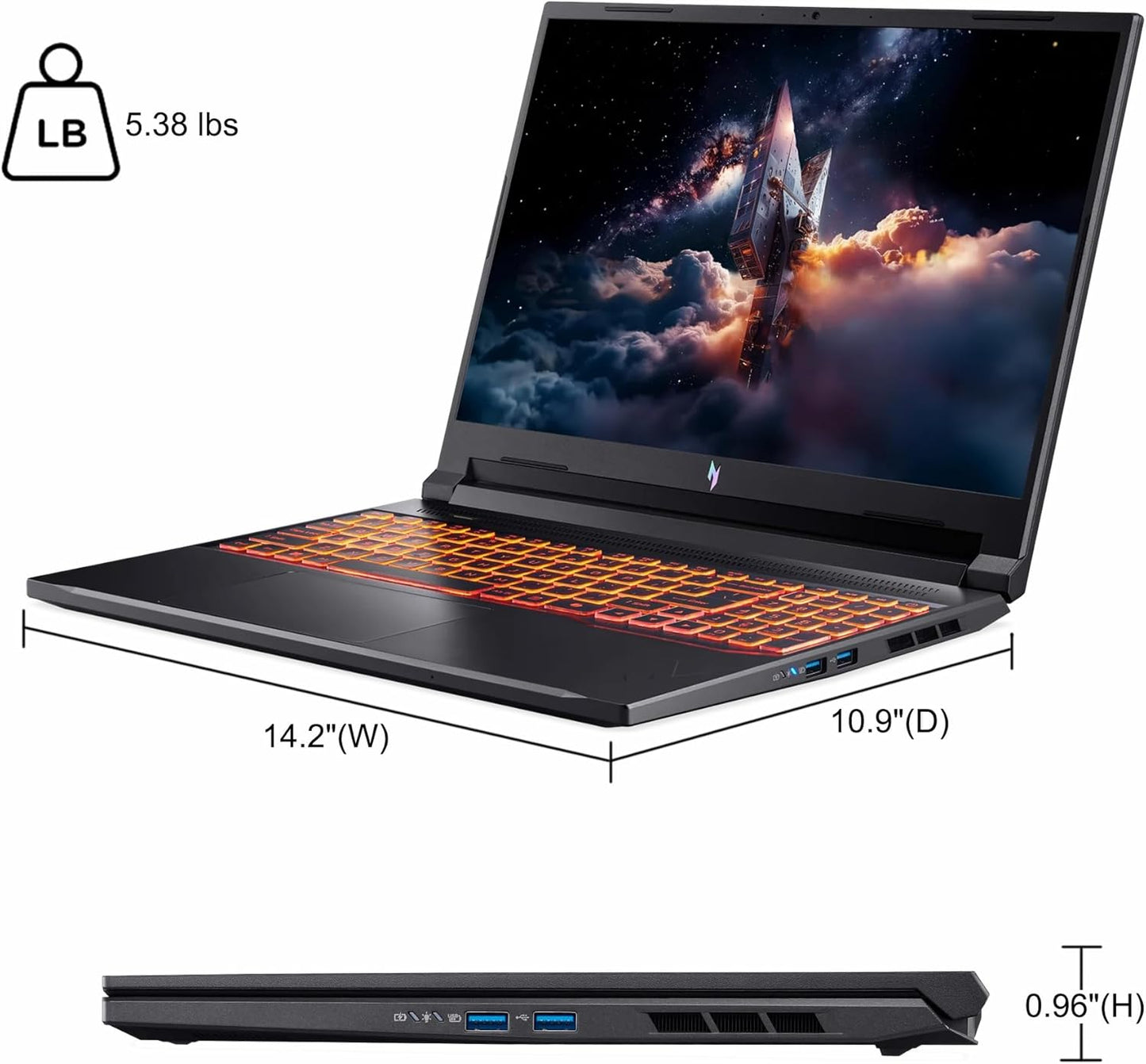 acer Nitro V 16 AI Gaming Laptop 16" WUXGA IPS 180Hz AMD Zen 4 Octa-Core Ryzen 7 260 32GB RAM 1TB SSD GeForce RTX 5050 (Up to 421 AI Tops) Backlit Win11 w/ICP Hub