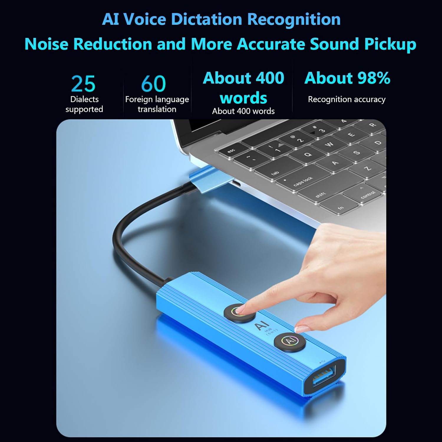 AI Laptop Docking Station, USB Hub with AI Voice Translation, 1 USB 3.0, with GPT Deepseek, for Home Remote Work Business Travel (USB interface)