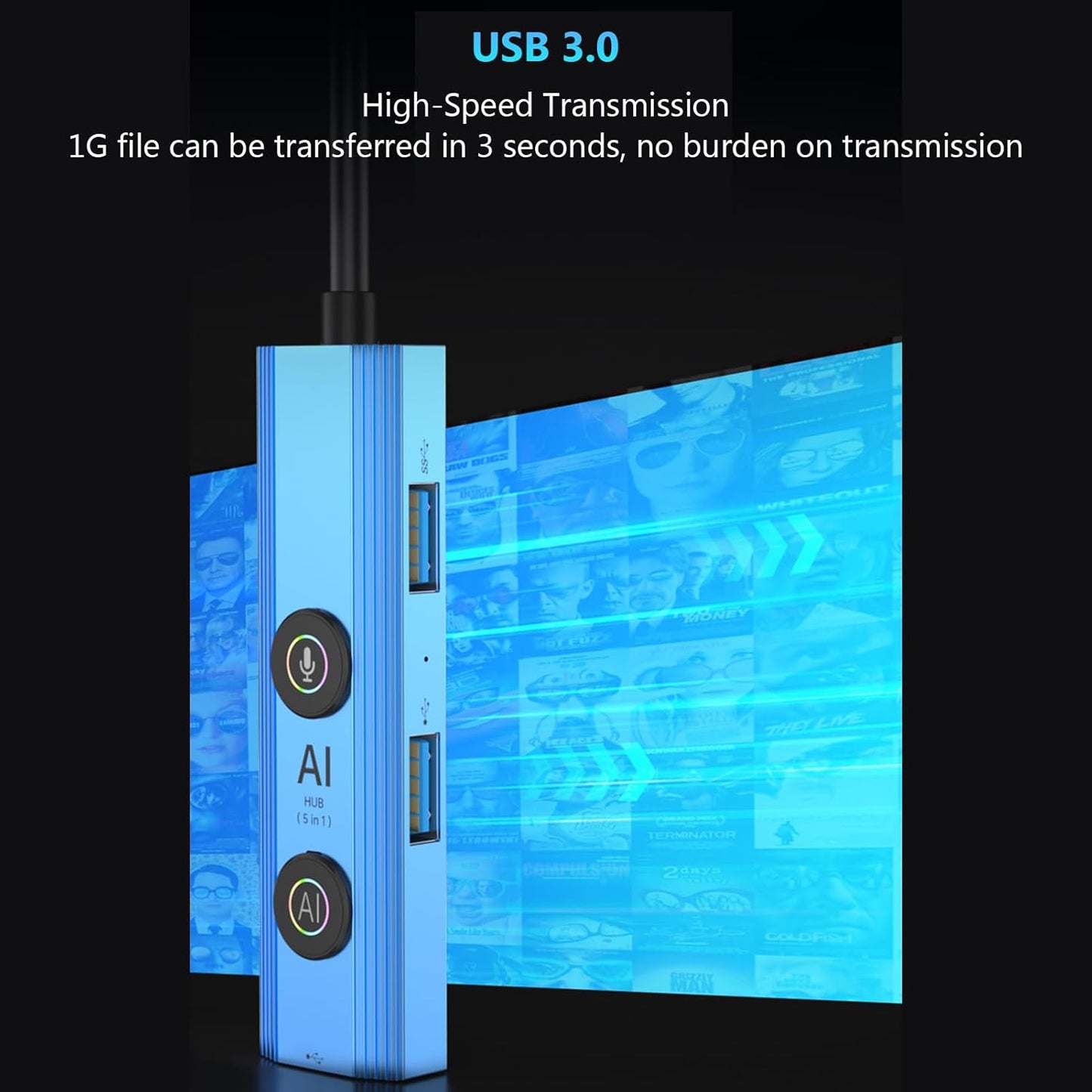 AI Laptop Docking Station, USB Hub with AI Voice Translation, 1 USB 3.0, with GPT Deepseek, for Home Remote Work Business Travel (USB interface)