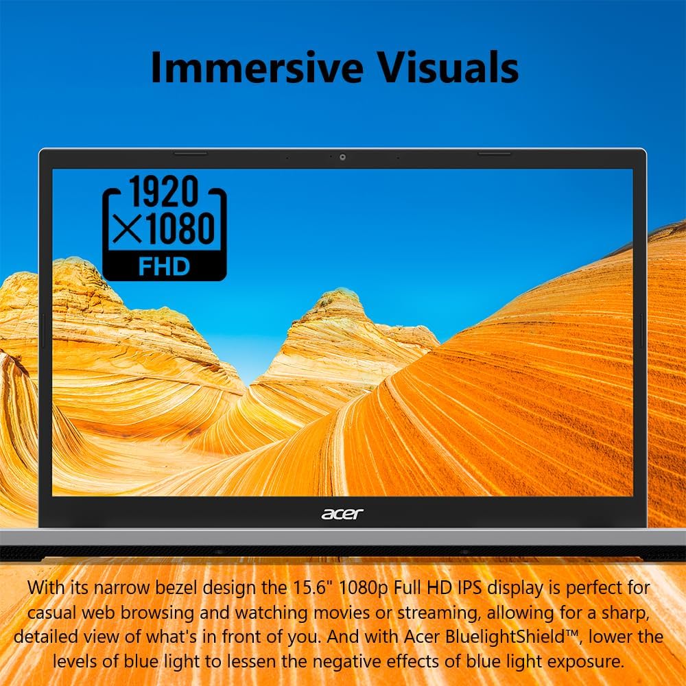 Acer Aspire Go 15 AI Ready Laptop | 15.6" Full HD (1920 x 1080) IPS Display | Intel Core 3 Processor N355 | Intel Graphics | 8GB DDR5 | 128GB UFS | Wi-Fi 6 | Windows 11 Home in S Mode | AG15-32P-39R2