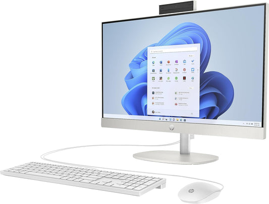 HP All-in-One Desktop With 23.8" FHD IPS Display - 13th Gen Intel Core i5-1335U processor- Intel Iris Xe Graphics - 8GB DDR4 RAM - 512GB NVMe SSD- White Keyboard & Mouse - Windows 11 - Shell White