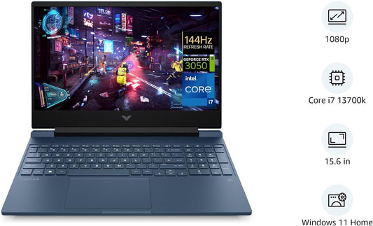 Victus Gaming Laptop 15-fa1072ne, 15.6" FHD 144Hz, 13th Gen Intel Core? i7-13700H, 16GB DDR4 RAM, 512GB SSD, 6GB NVIDIA GeForce RTX? 3050, Win 11, Performance Blue, Backlit ENG/ARB Keyboard[7Z8C4EA]