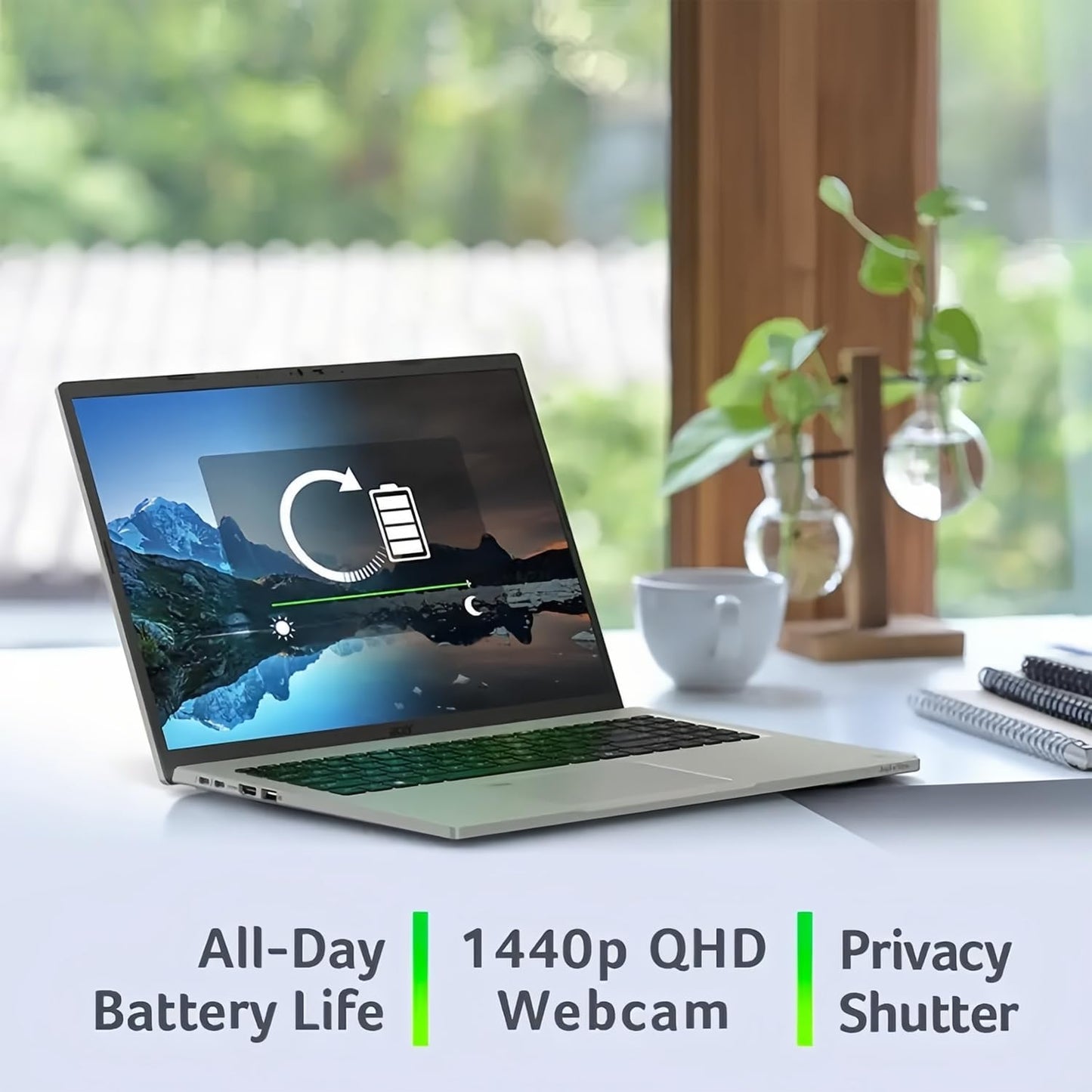 acer 16 inch AI Laptop, 16" WQXGA Display, Intel Core Ultra 7 155U, 16GB LPDDR5X RAM, 512GB PCIe 4.0 SSD, QHD Webcam, WiFi 6E, with 2.4GHz Wireless Headset & 2019 Lifetime Office, Windows 11 Home