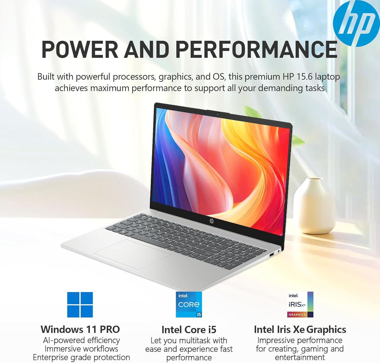 2025 HP 15.6 Laptop Computer,Intel 10-Core i5 Laptop Lifetime Office,College Students Business Laptop 15 Inch FHD,32GB RAM 1.5TB Storage (1TB SSD+512GB PSSD),Windows 11 Pro Copilot AI,Number Pad,USB-C