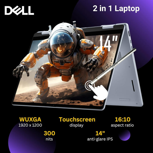 Dell 14 Plus 2-in-1 AI Ready Laptop, 14" 2K Touchscreen, Core Ultra 7 256V(>i9-12900K), Copilot+ PC, Backlit Keyboard, WiFi 7, Thunderbolt 4, Windows 11 Pro, Ice Blue(16GB 8533 MHz DDR5 RAM | 1TB SSD)
