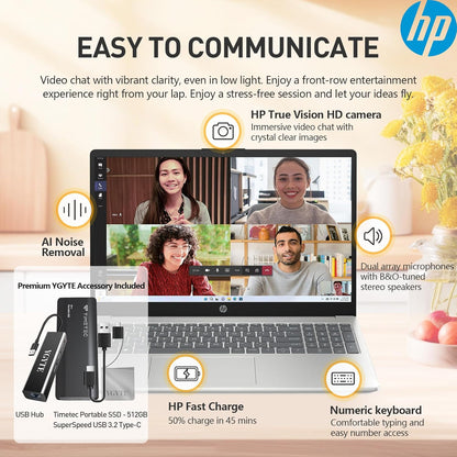 2025 HP 15.6 Laptop Computer,Intel 10-Core i5 Laptop Lifetime Office,College Students Business Laptop 15 Inch FHD,32GB RAM 1.5TB Storage (1TB SSD+512GB PSSD),Windows 11 Pro Copilot AI,Number Pad,USB-C