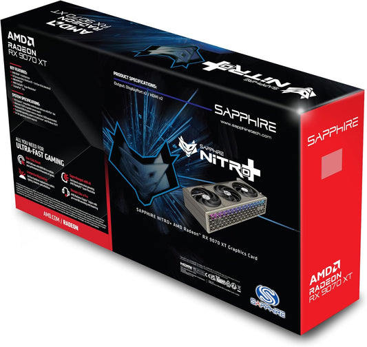 SAPPHIRE NITRO+ AMD Radeon RX 9070 XT GPU: 16GB/256 bit DDR6 Memory, Boost Clock Up to 3060 MHz, Game Clock Up to 2520 MHz, 4096 Stream Processors, AMD RDNA 4 Architecture - Gold